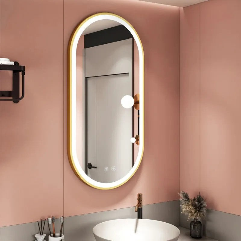 Zrcadlo LED OVL 50x100cm Brush Gold  7