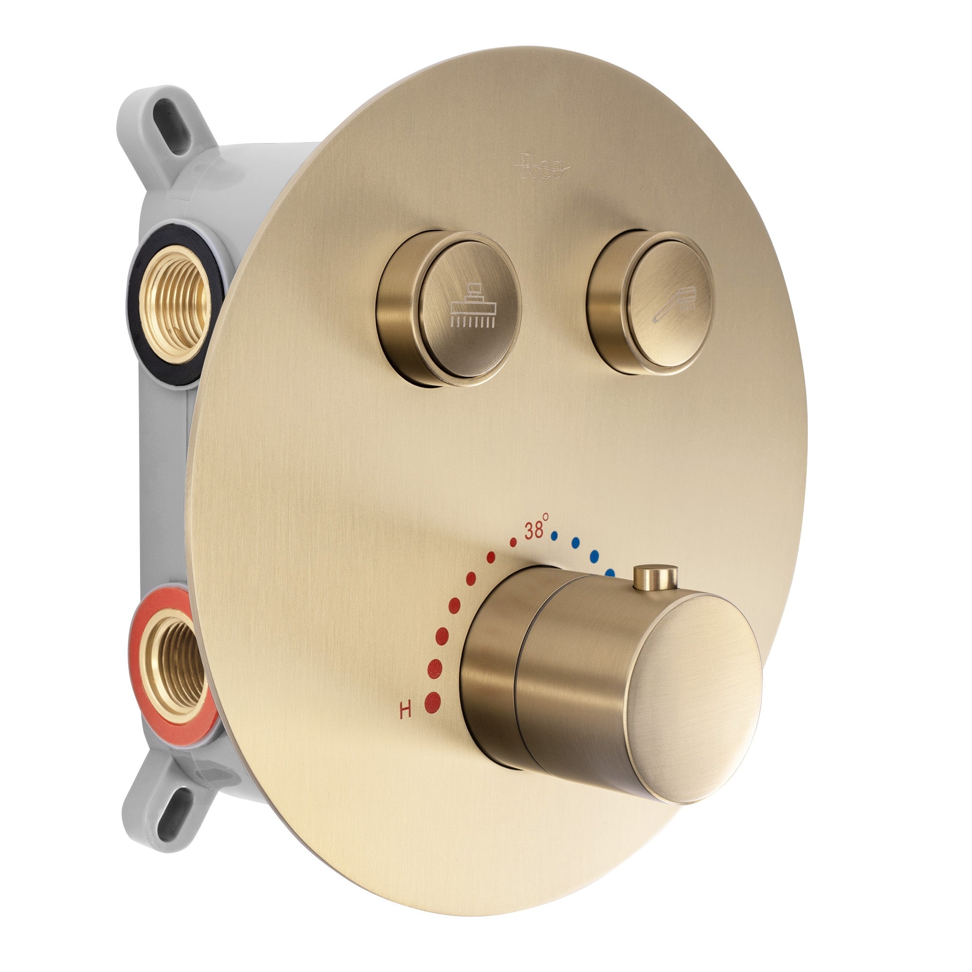 Podomítková sprchová sada LUNGO broušené zlato + termostat + BOX  2