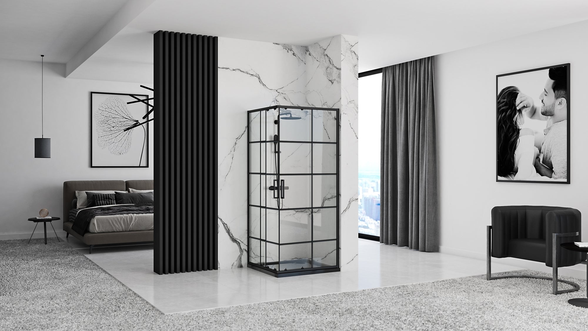 Sprchový kout REA CONCEPT 90x90 - černý Bez sprchové vaničky 2