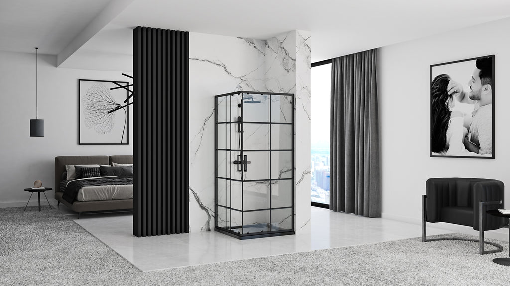 Sprchový kout REA CONCEPT 90x90 - černý Se sprchovou vaničkou Savoy black 2