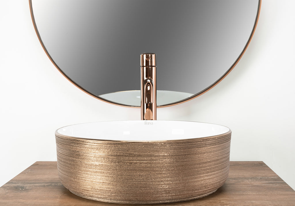 Umyvadlo na desku Rea Sami Brush Rose Gold  3