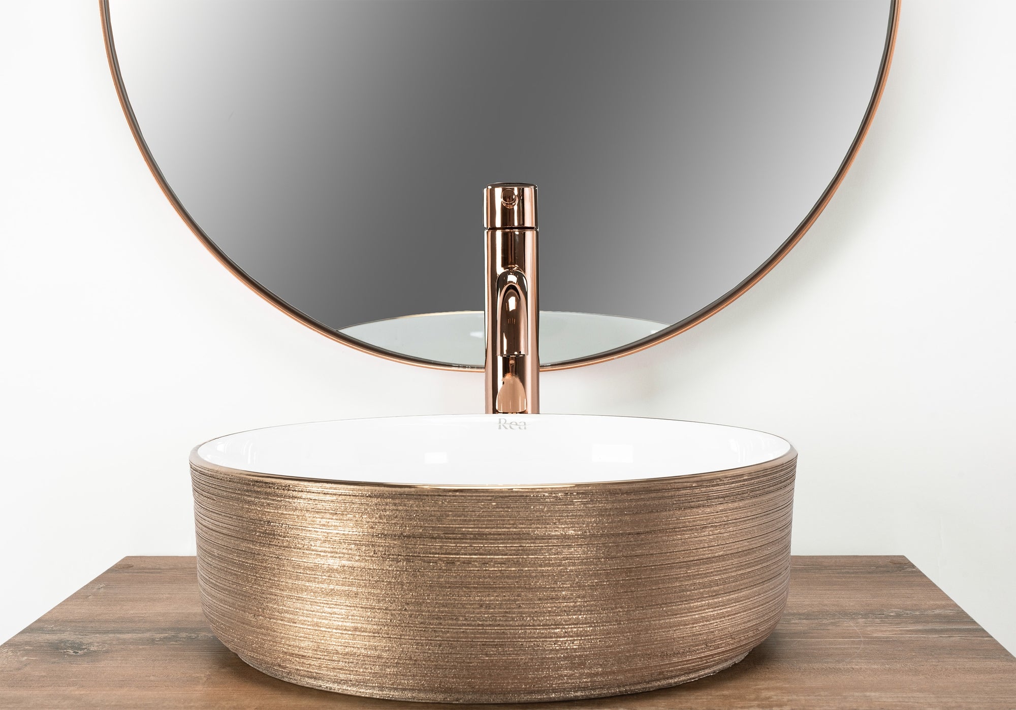 Umyvadlo na desku Rea Sami Brush Rose Gold  3