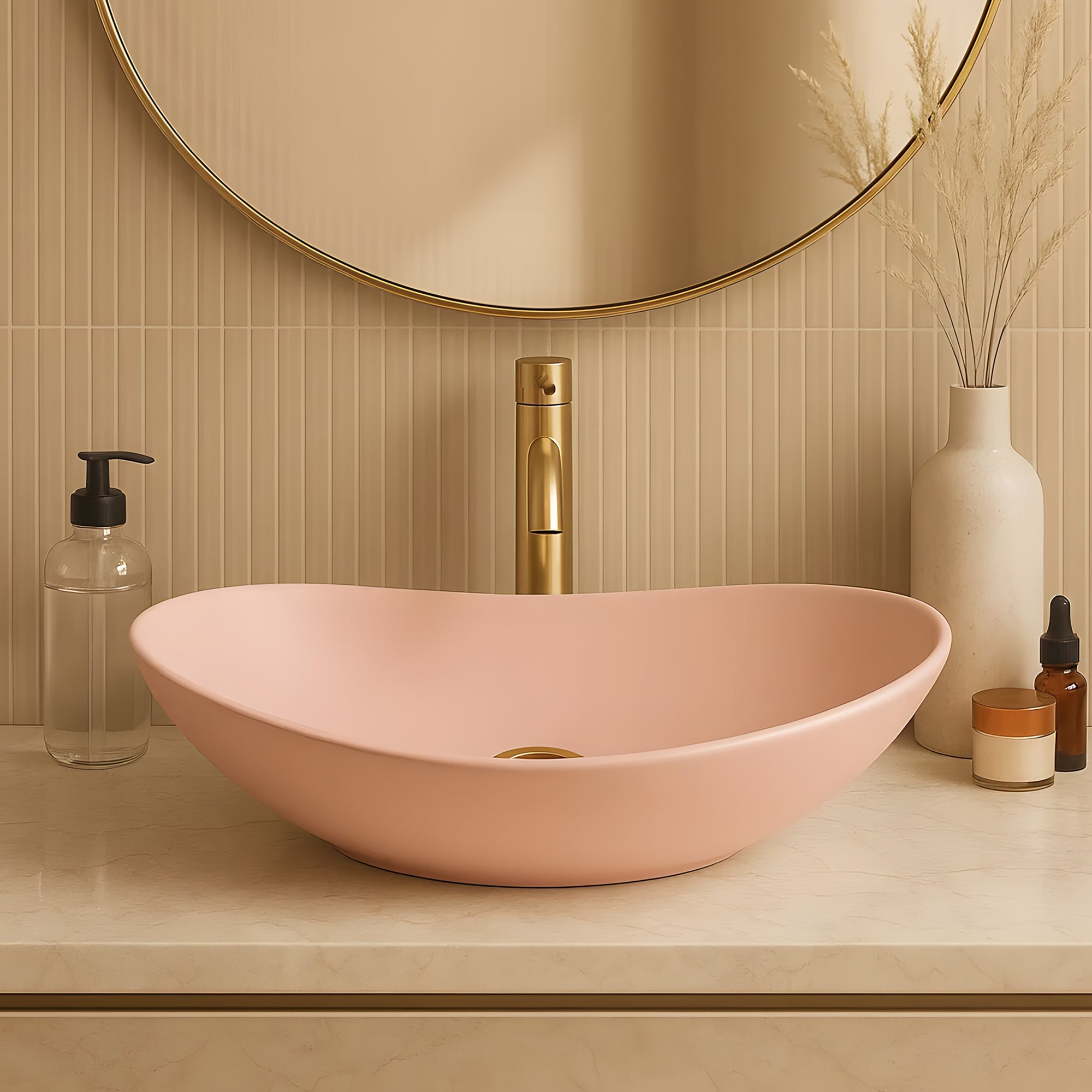 Umyvadlo na desku REA ROYAL Powder Pink Matt  6