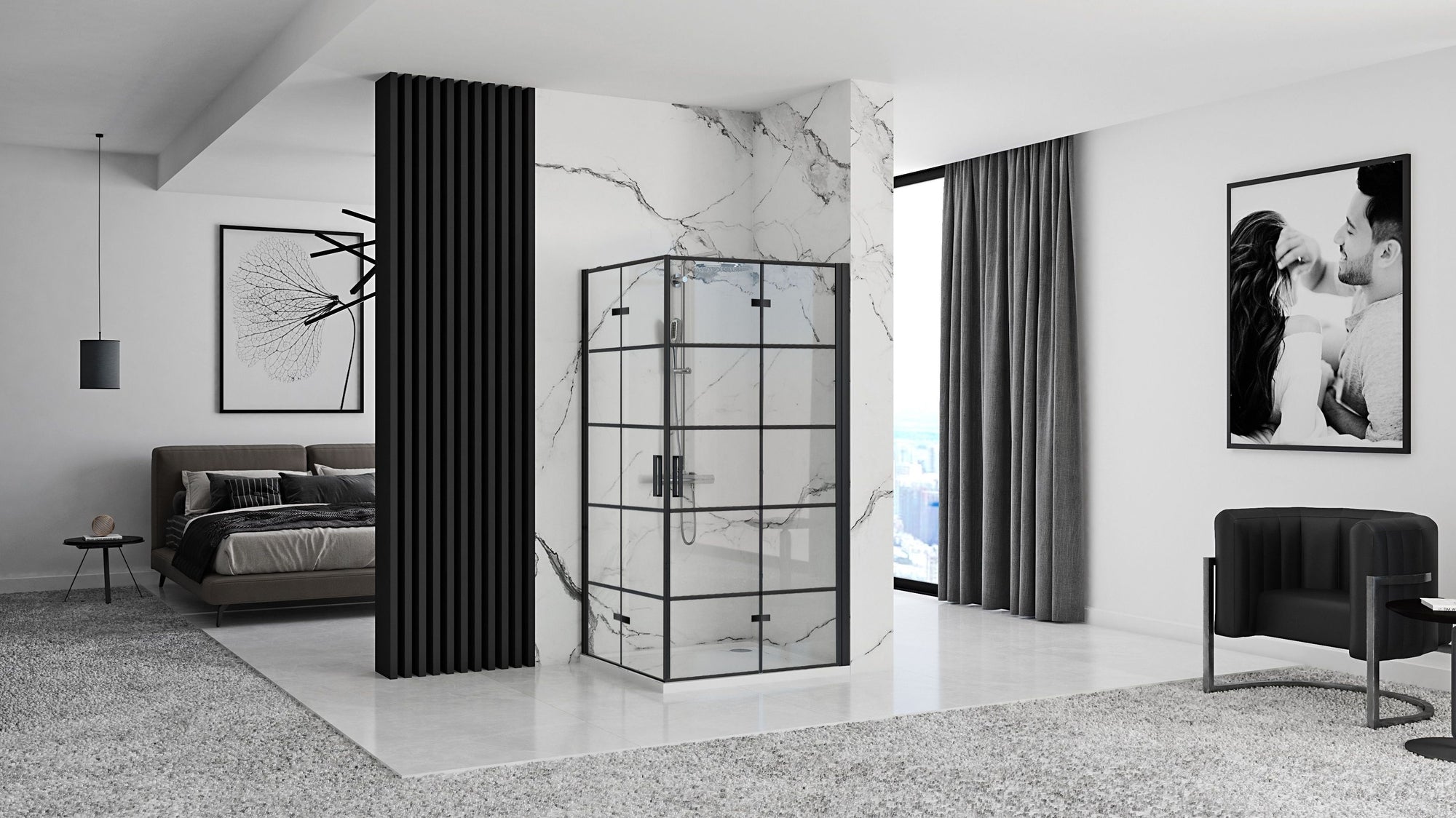 Sprchová kabina Rea Molier Black Double 80x80  5