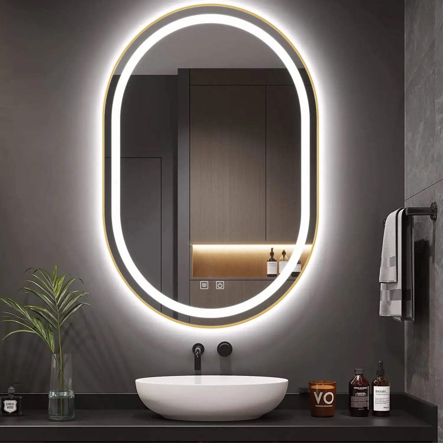 Zrcadlo LED OLL 60x90 cm Brush Gold  10