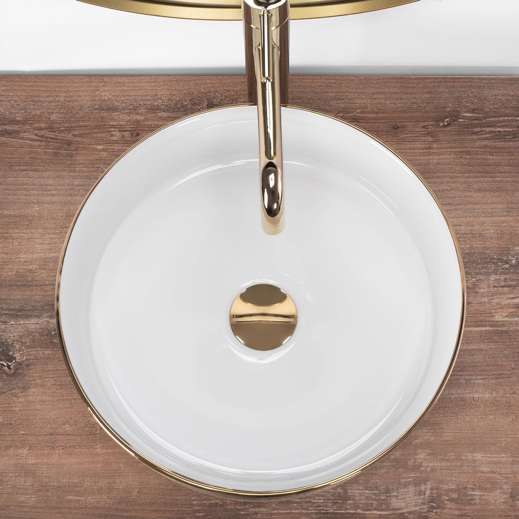 Umyvadlo na desku Rea Sami White Brush Gold  4