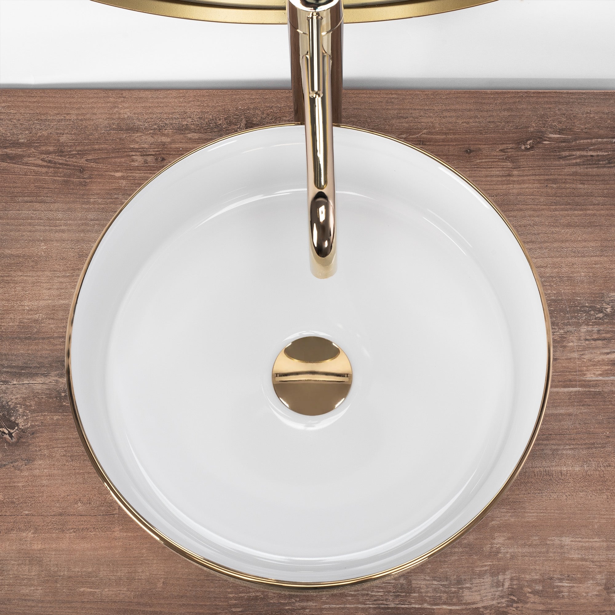 Umyvadlo na desku Rea Sami White Brush Gold  4