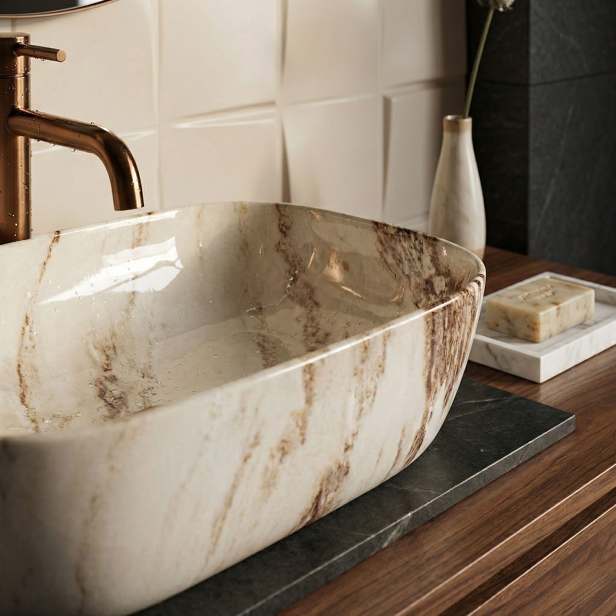 Umyvadlo na desku Rea Belinda Marrone Shiny  4