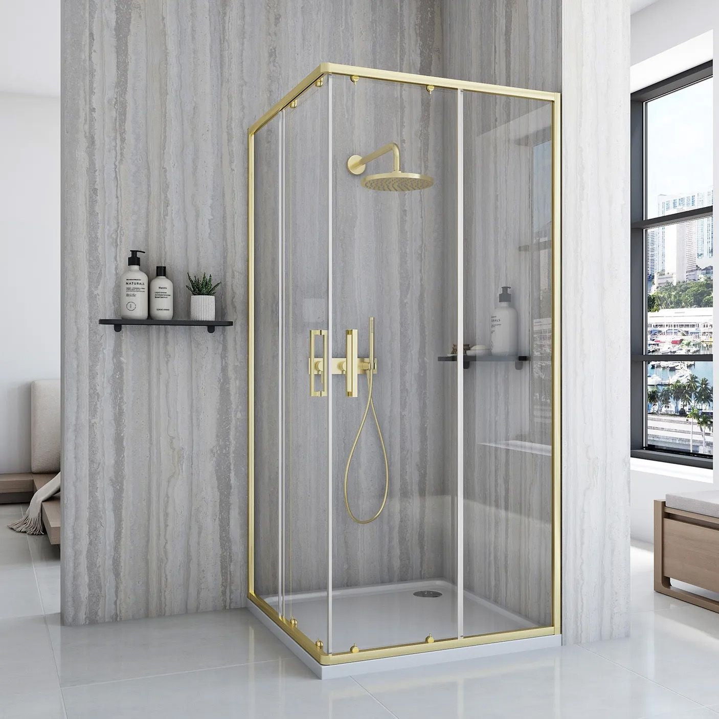 Sprchový kout REA City  90x90 Gold Se sprchovou vaničkou Savoy black 11