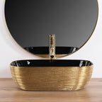Umyvadlo na desku Rea Belinda BLACK  BRUSH GOLD  3
