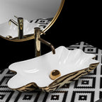 Umyvadlo na desku REA INFINITY - bílo-zlaté + výpusť  7