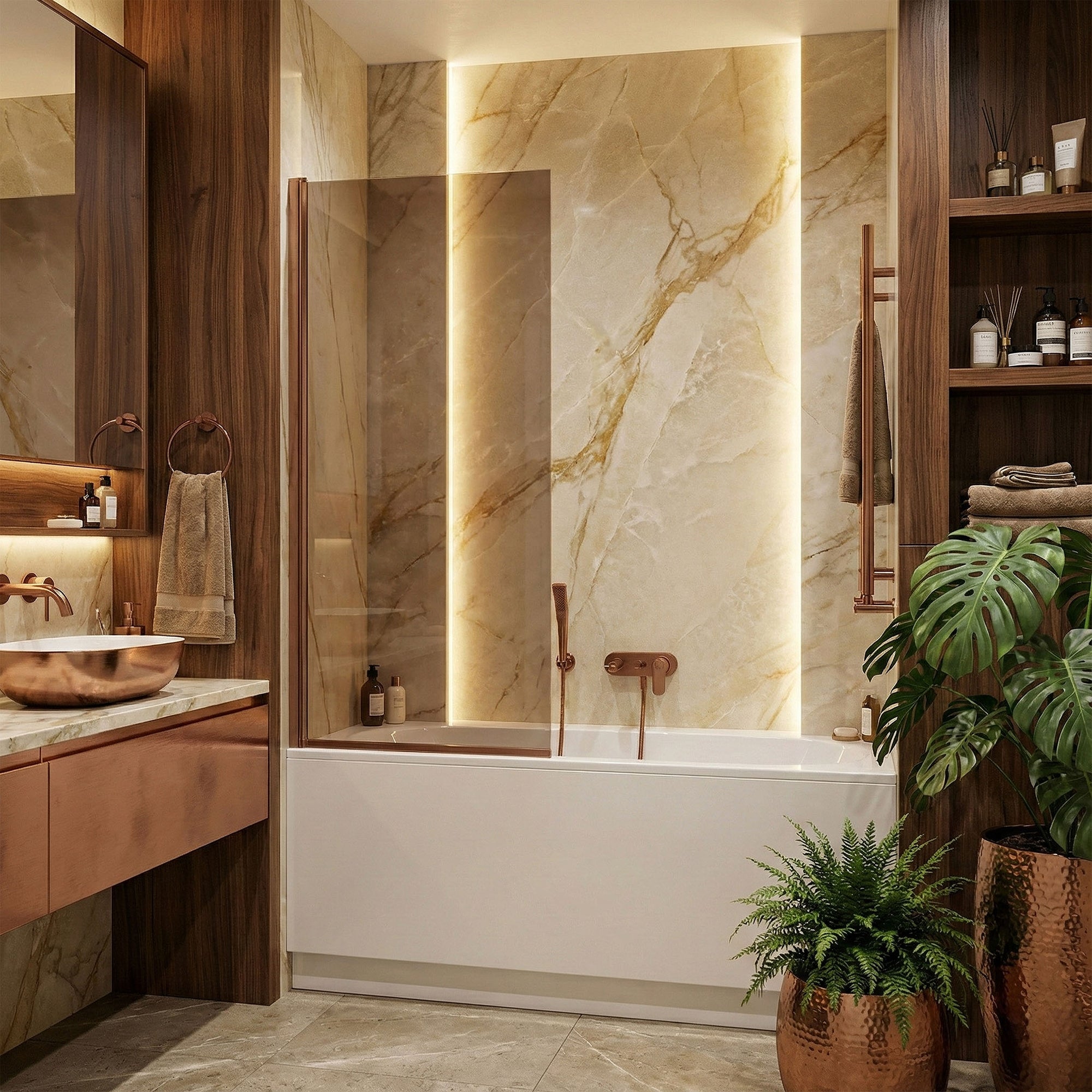 Paravan vanový Rea Elegant Brush Copper 70  3