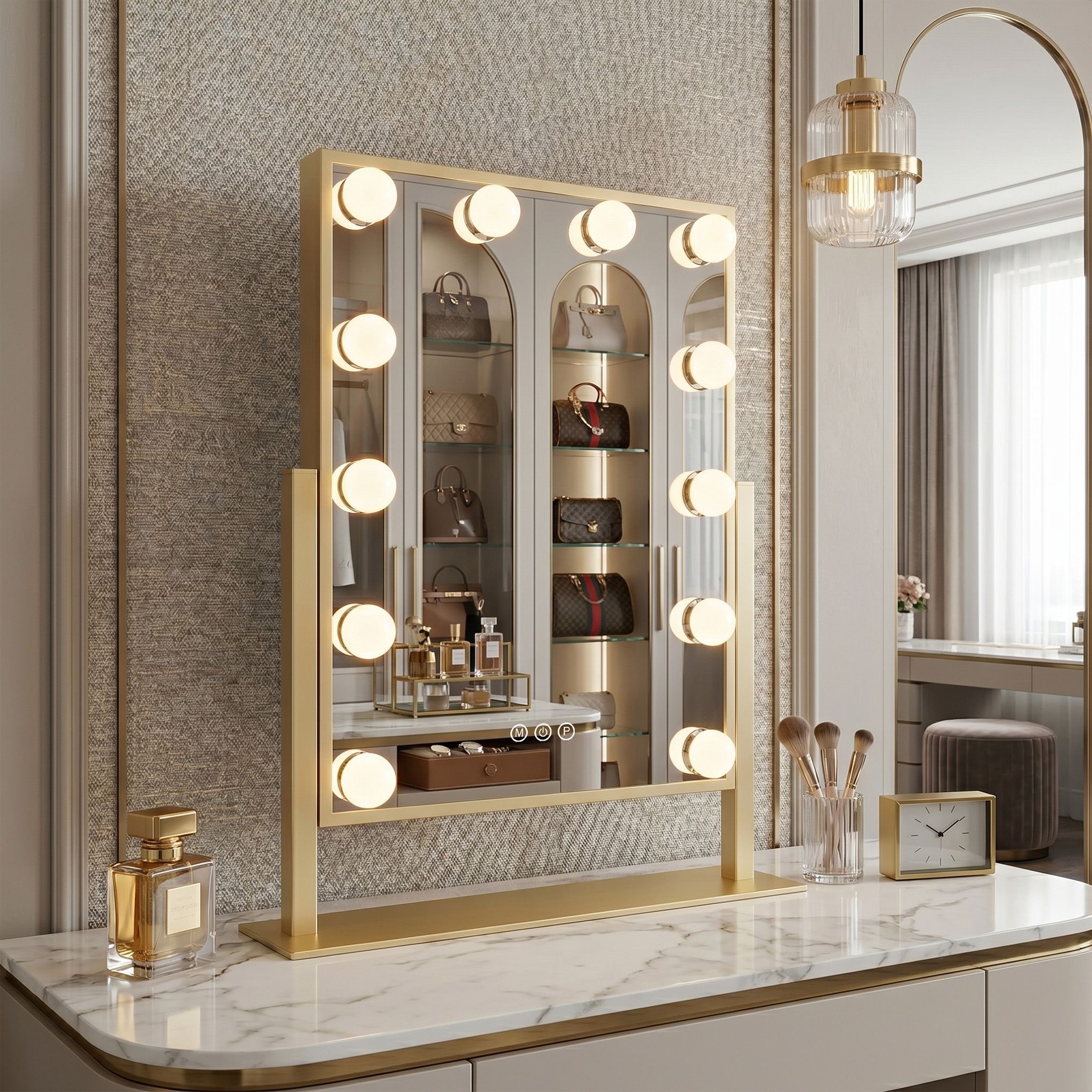 Zrcadlo LED HOLLYWOOD L.Gold 30x40  3