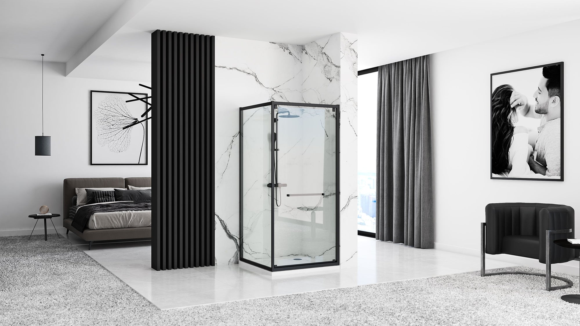 Sprchový kout Rea Space In ČERNÝ 80x100 Se sprchovou vaničkou Savoy black 10