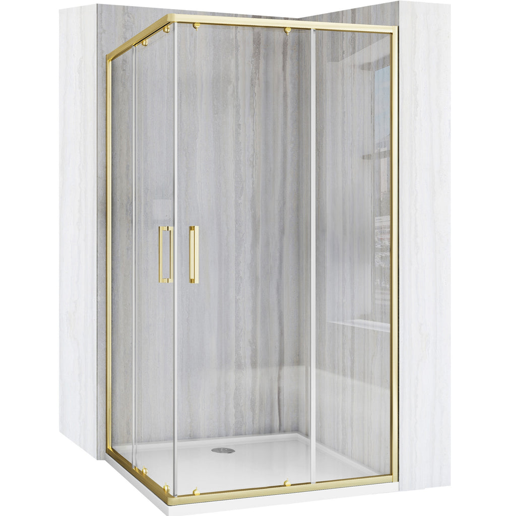 Sprchový kout REA City 80x100 Brush Gold Se sprchovou vaničkou Savoy black 1