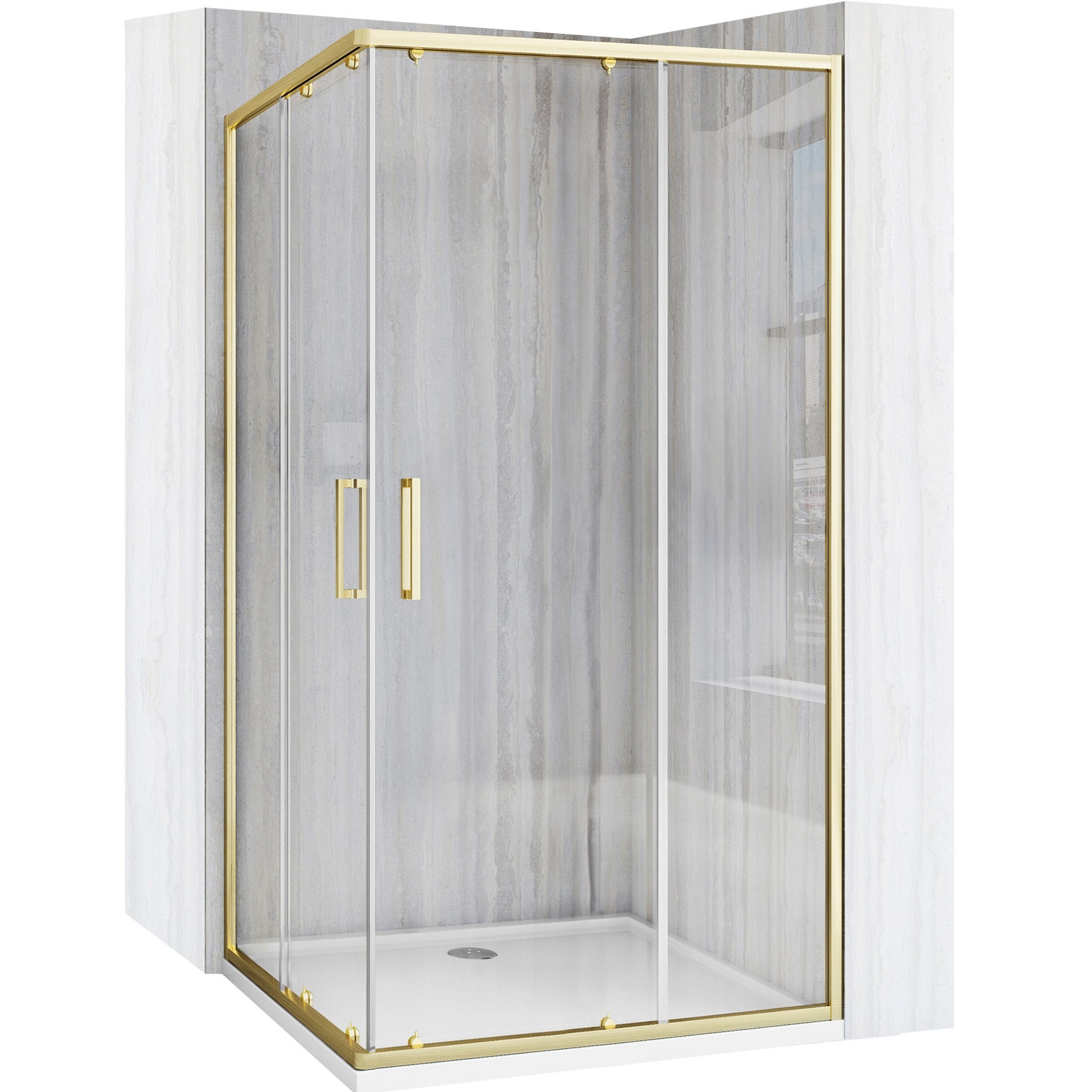 Sprchový kout REA City 80x100 Brush Gold Se sprchovou vaničkou Savoy black 1