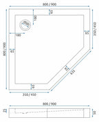 Sprchová vanička Rea Diamond 80x80  9