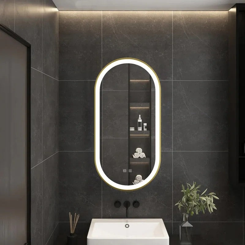 Zrcadlo LED OVL 50x100cm Brush Gold  8