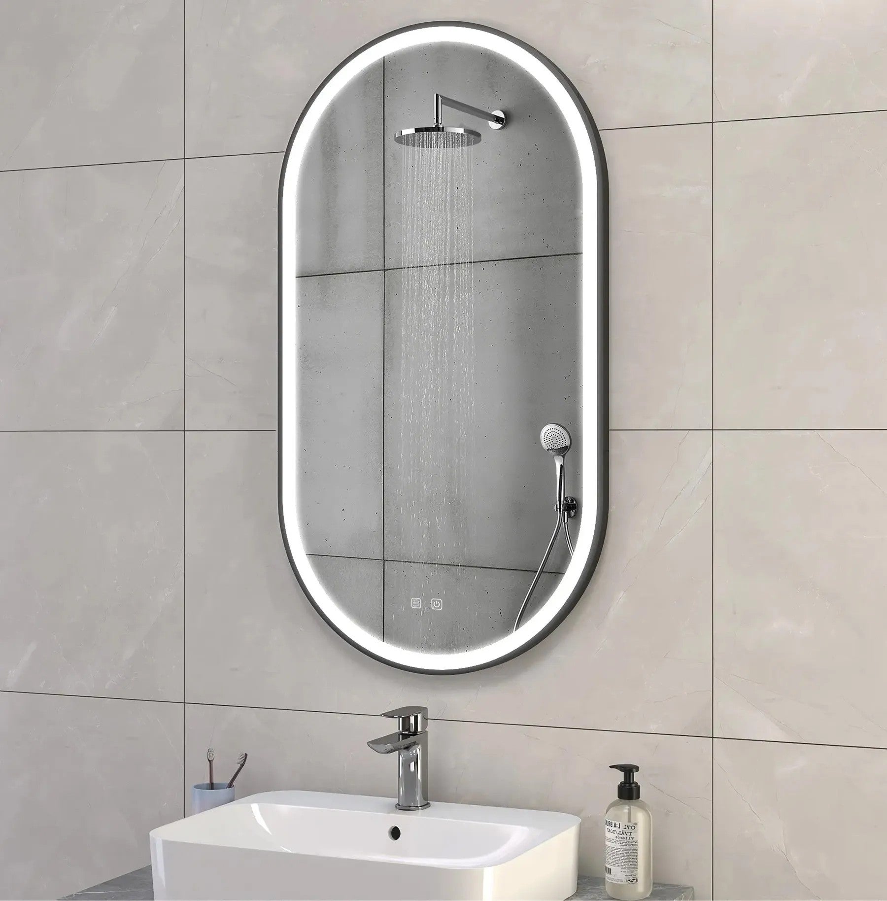 Zrcadlo LED OVL 50x100cm Black  8