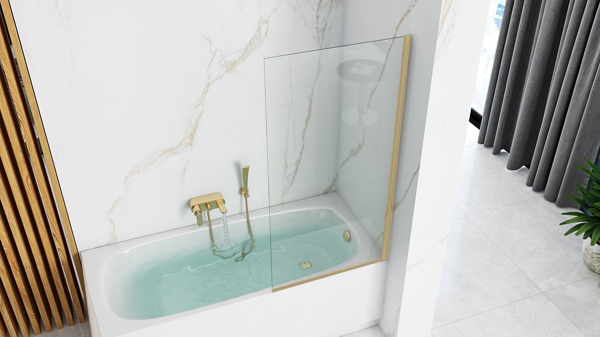 Paravan vanový Rea Elegant Gold Brush 70  8