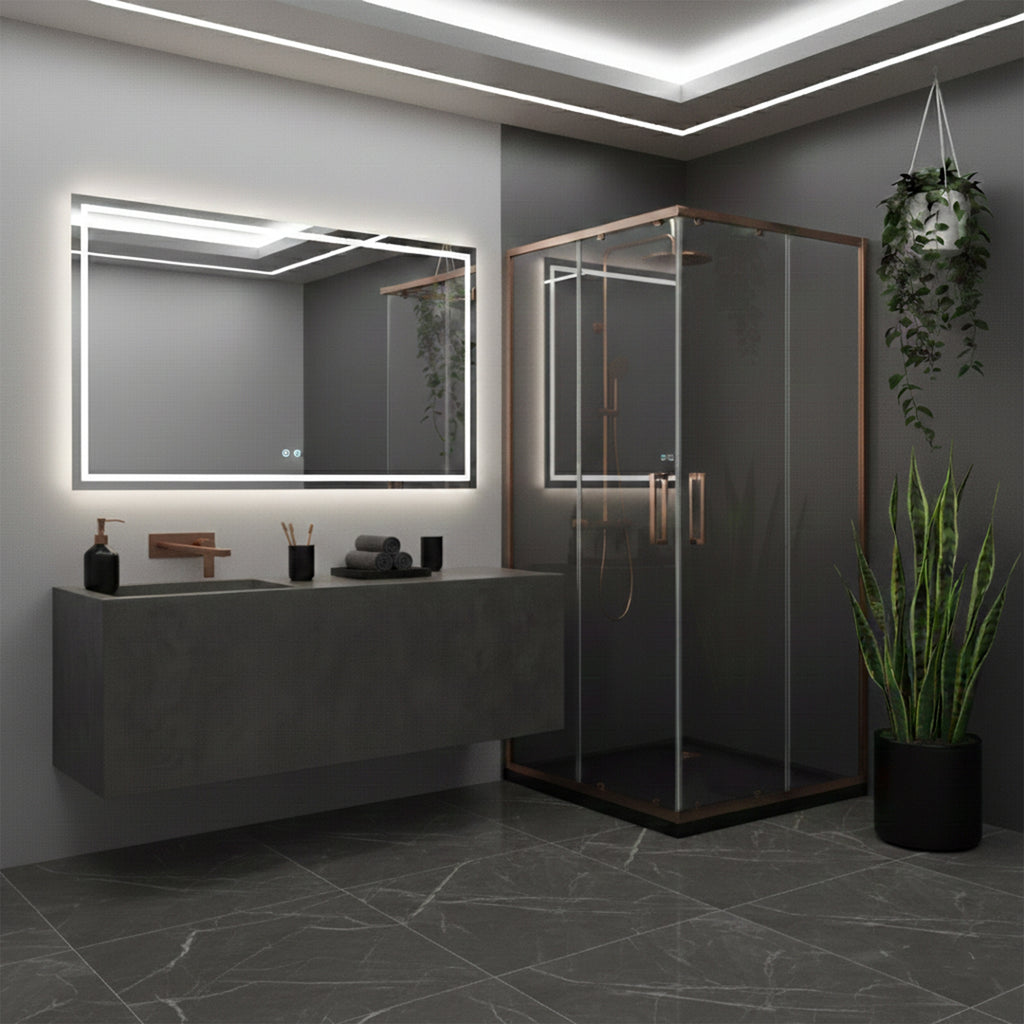 Sprchový kout REA City 90x90 Brush Copper Se sprchovou vaničkou Savoy black 6