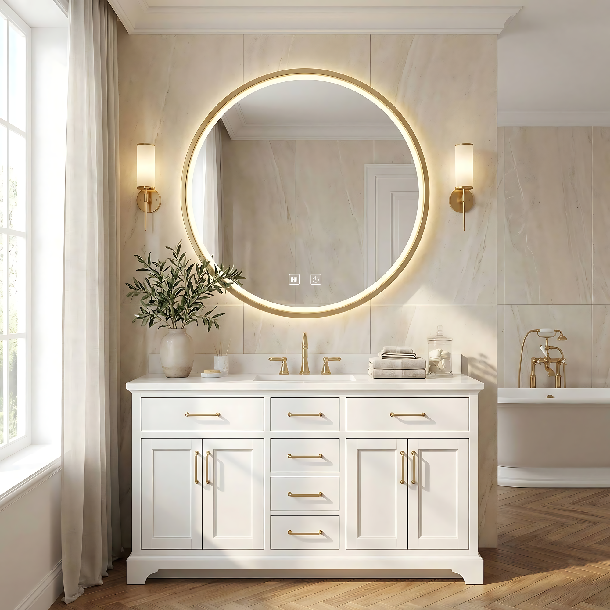 Zrcadlo LED 80cm MMJ BRUSH GOLD  3