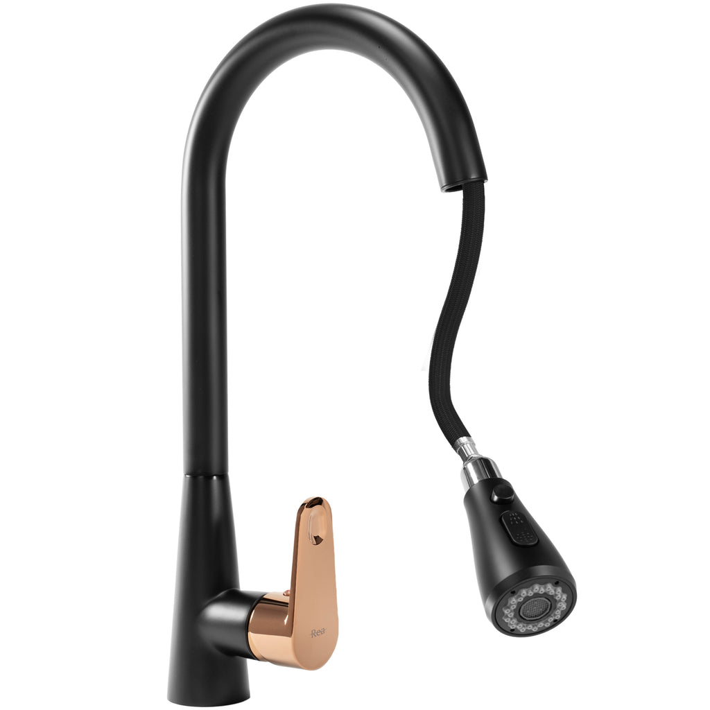Kuchyňská baterie Rea Mild black mat rose gold  3