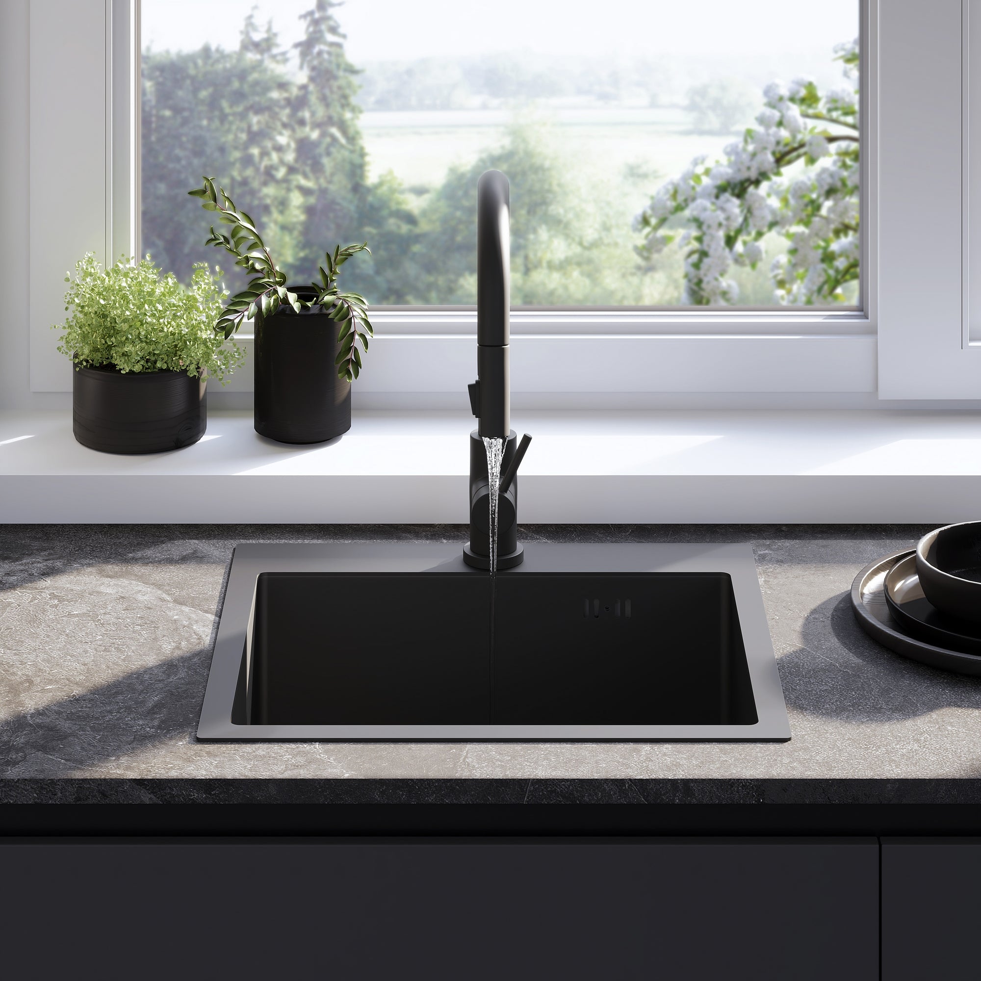 Ocelový dřez Leo 50 Black bez kuchyňské baterie 4