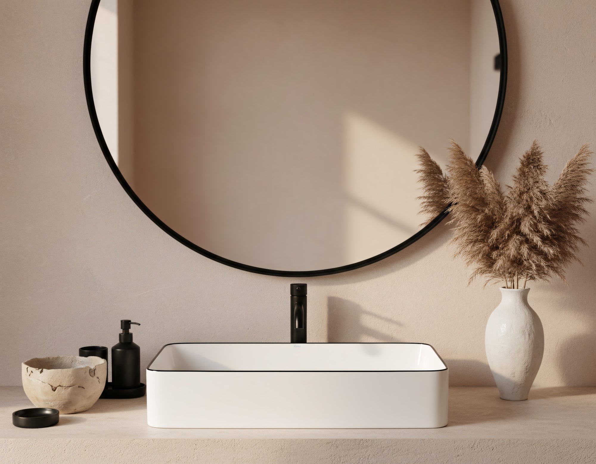 Umyvadlo na desku REA DENIS - černý okraj  5