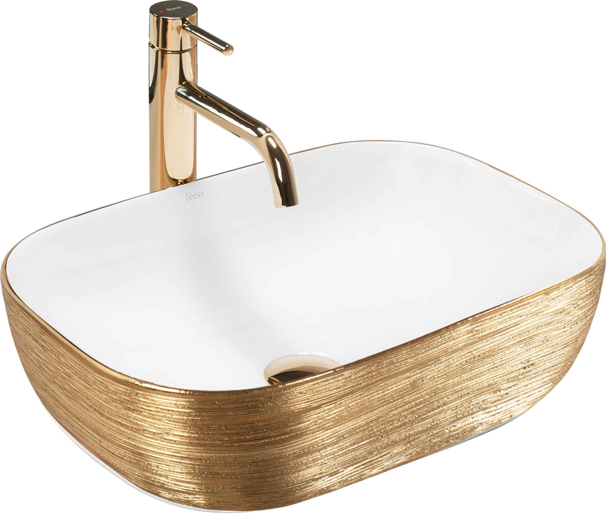 Umyvadlo na desku Rea Belinda White GOLD BRUSH  1