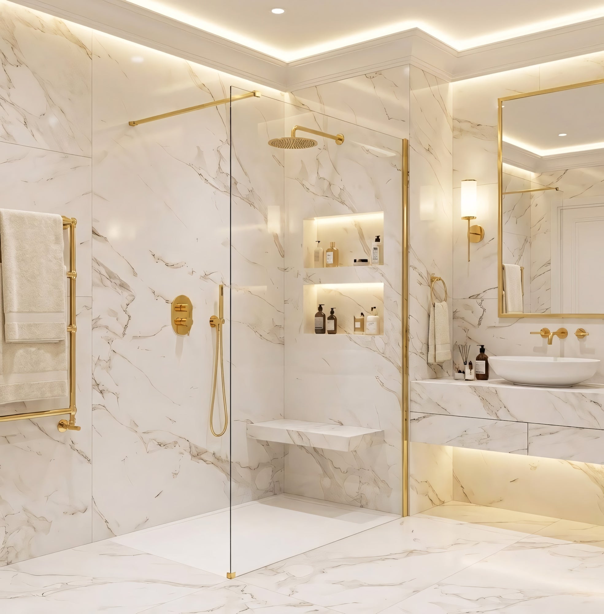 Sprchová zástěna Rea Flexi Transparent / Gold 140  2