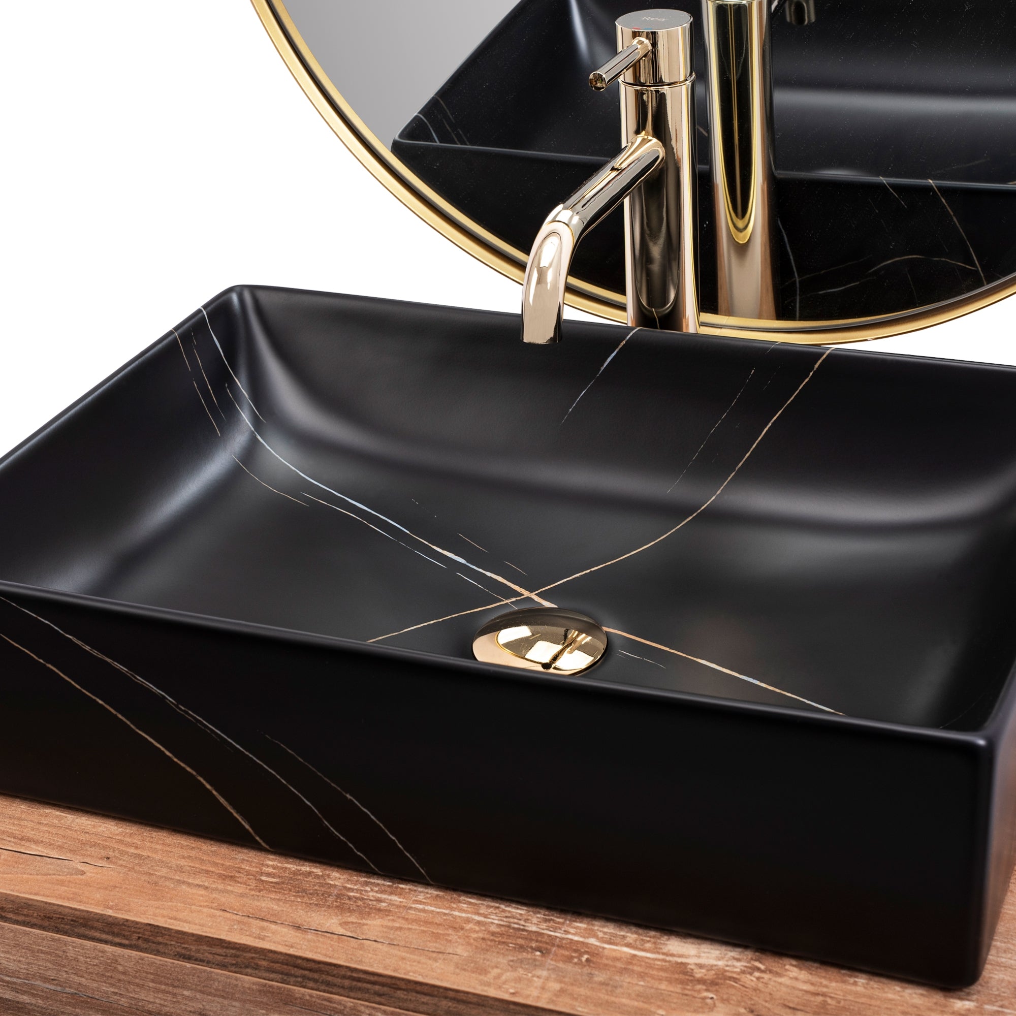 Umyvadlo na desku REA Inga Black Marble Mat  7