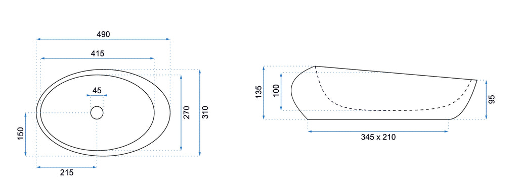 Umyvadlo na desku Rea Roxy A - Tmavě šedý kámen  5