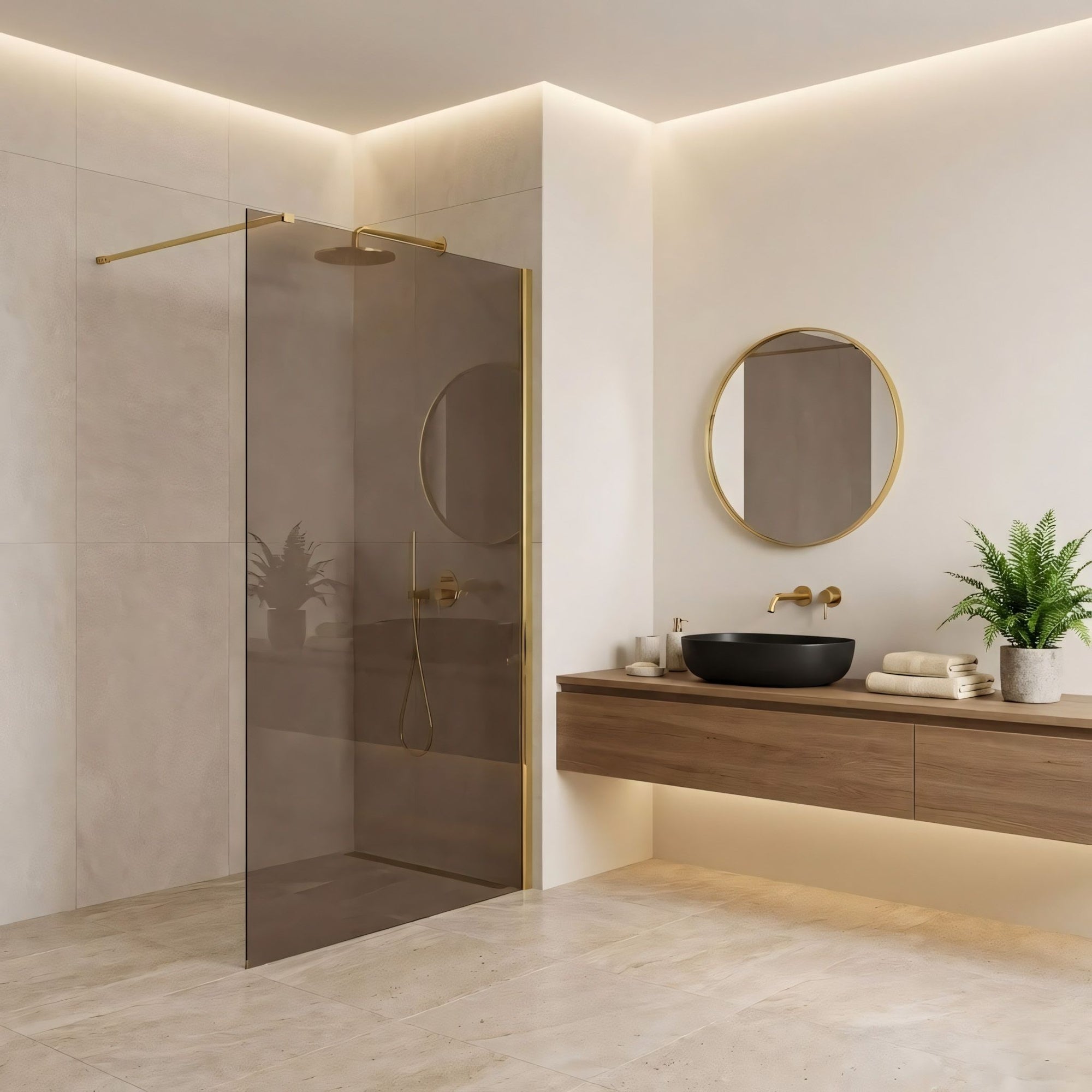 Sprchová zástěna Rea Flexi Brown / Gold 140  3
