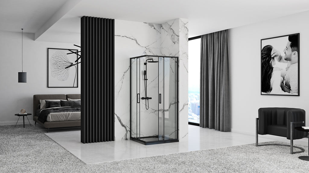 Sprchový kout REA PUNTO 80x80 - černý Se sprchovou vaničkou Savoy black 5