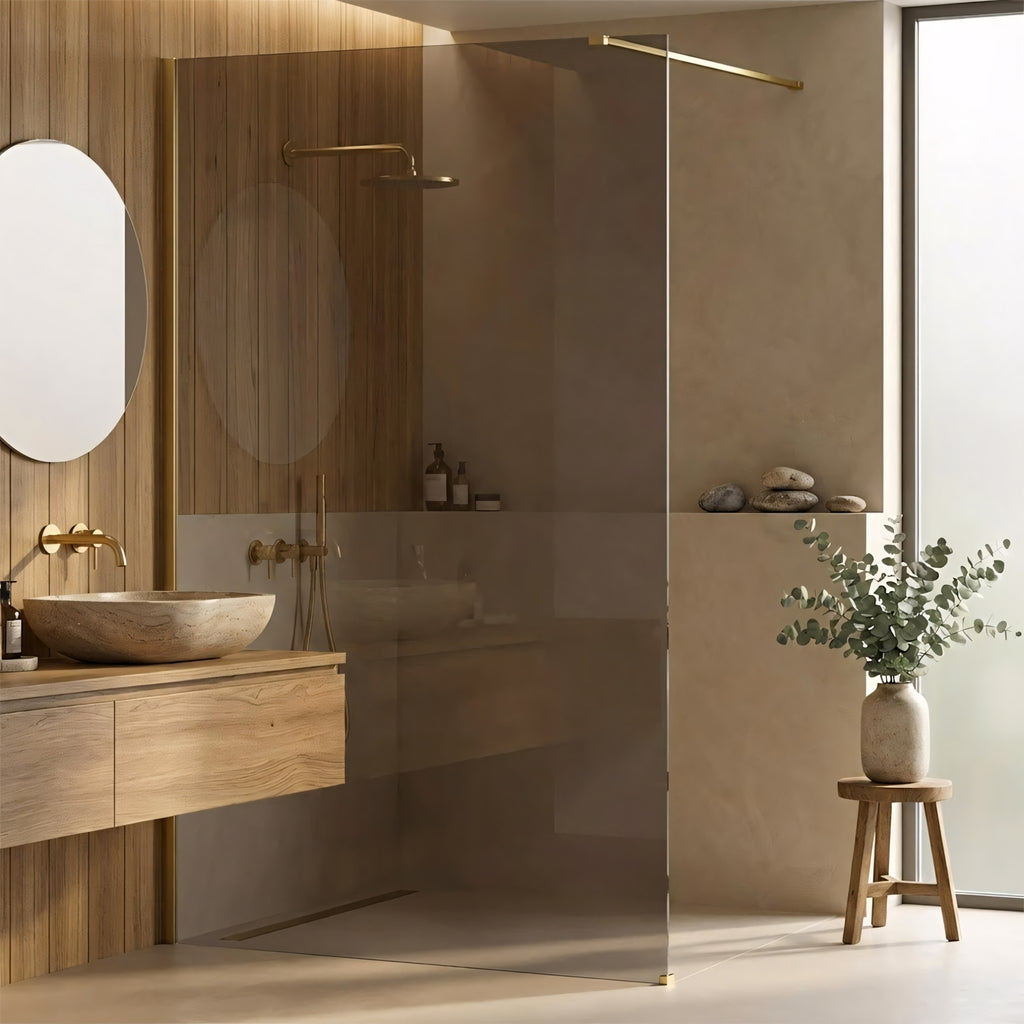 Sprchová zástěna Rea Flexi Brown / Brush Gold 130  2