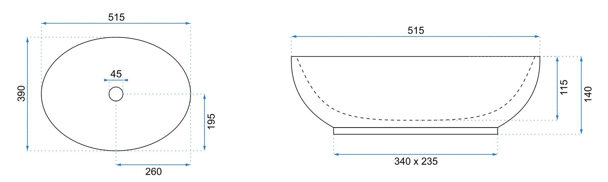 Umyvadlo na desku REA Carola Ombre  8