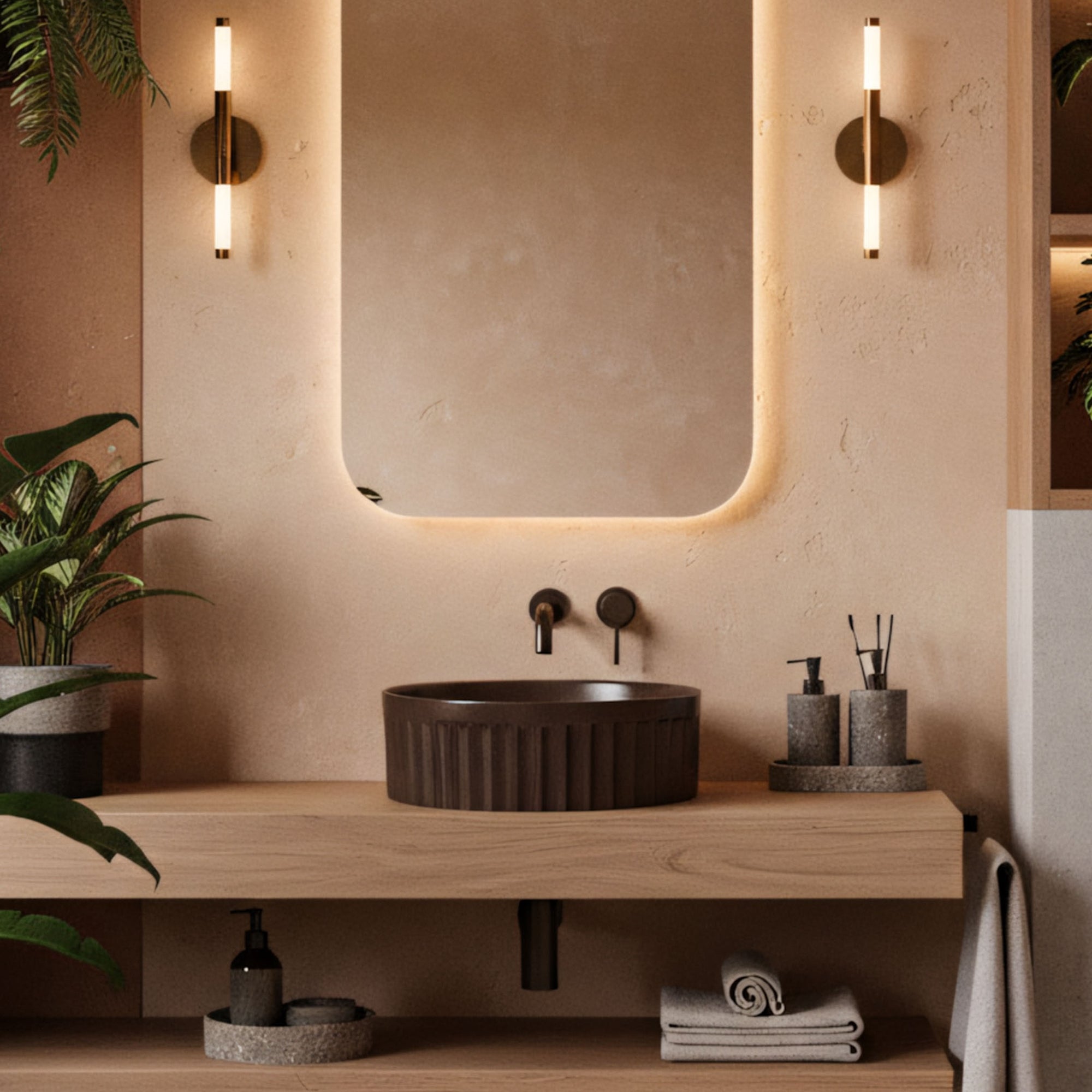 Umyvadlo na desku DUO Espresso Matt  2