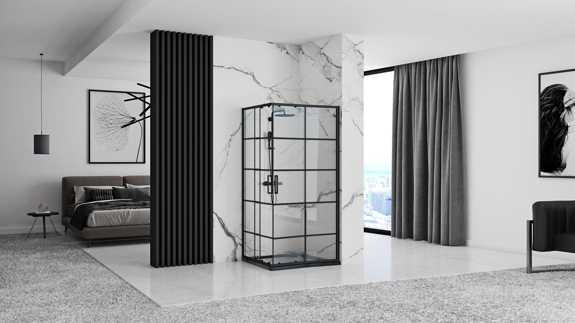 Sprchový kout REA CONCEPT 80x100 - černý Se sprchovou vaničkou Savoy 8