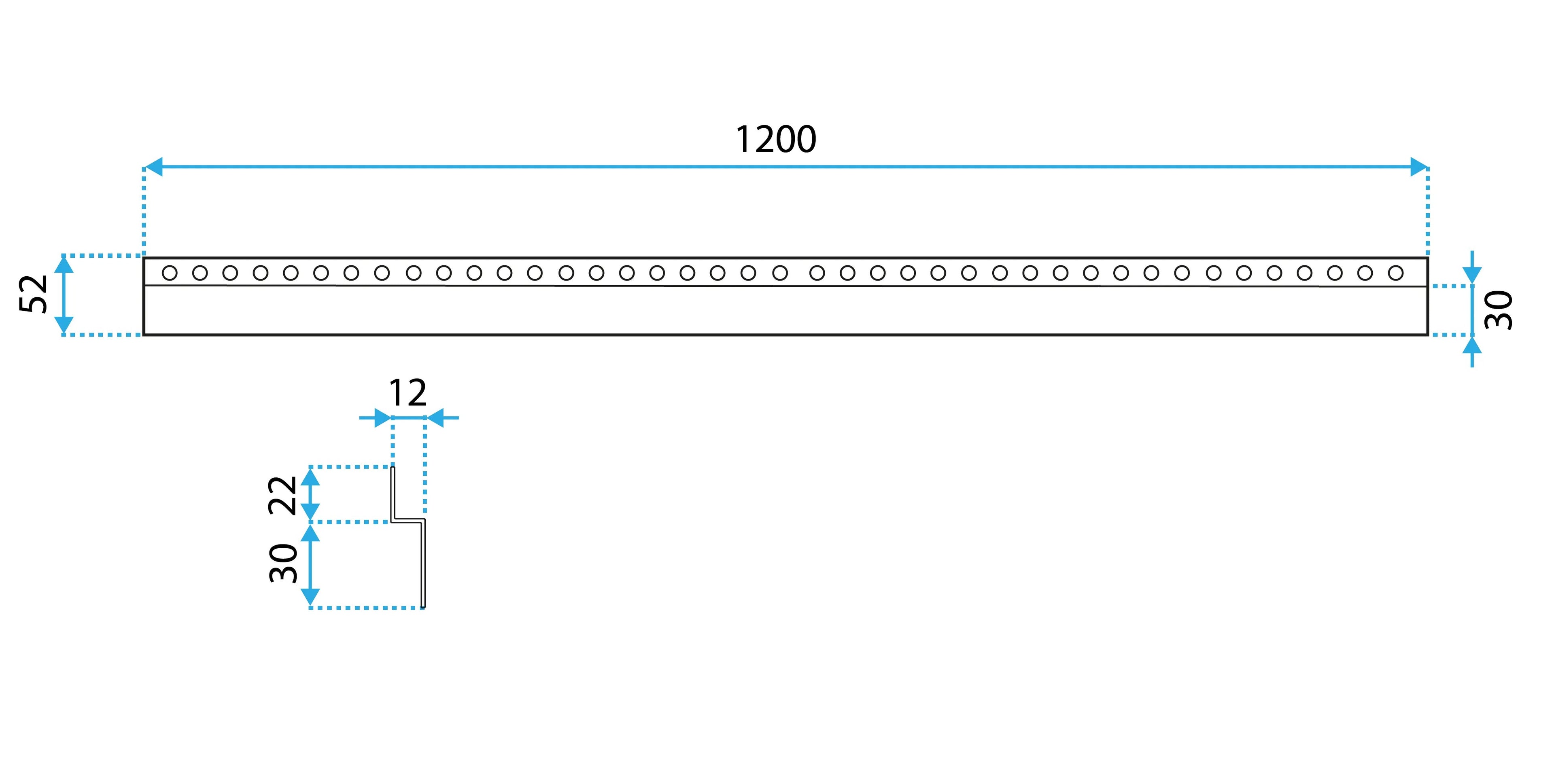 Přední lišta sprchové vaničky 120 cm broušený nikl  9