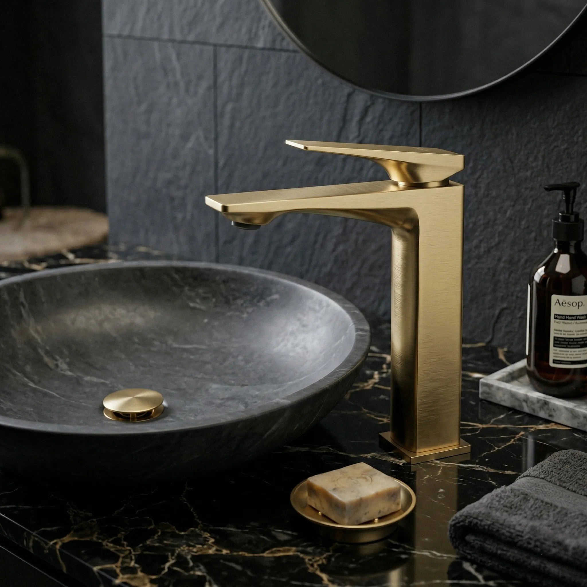 Umyvadlová baterie PREMIUM REA Prime Brush Gold Low  9