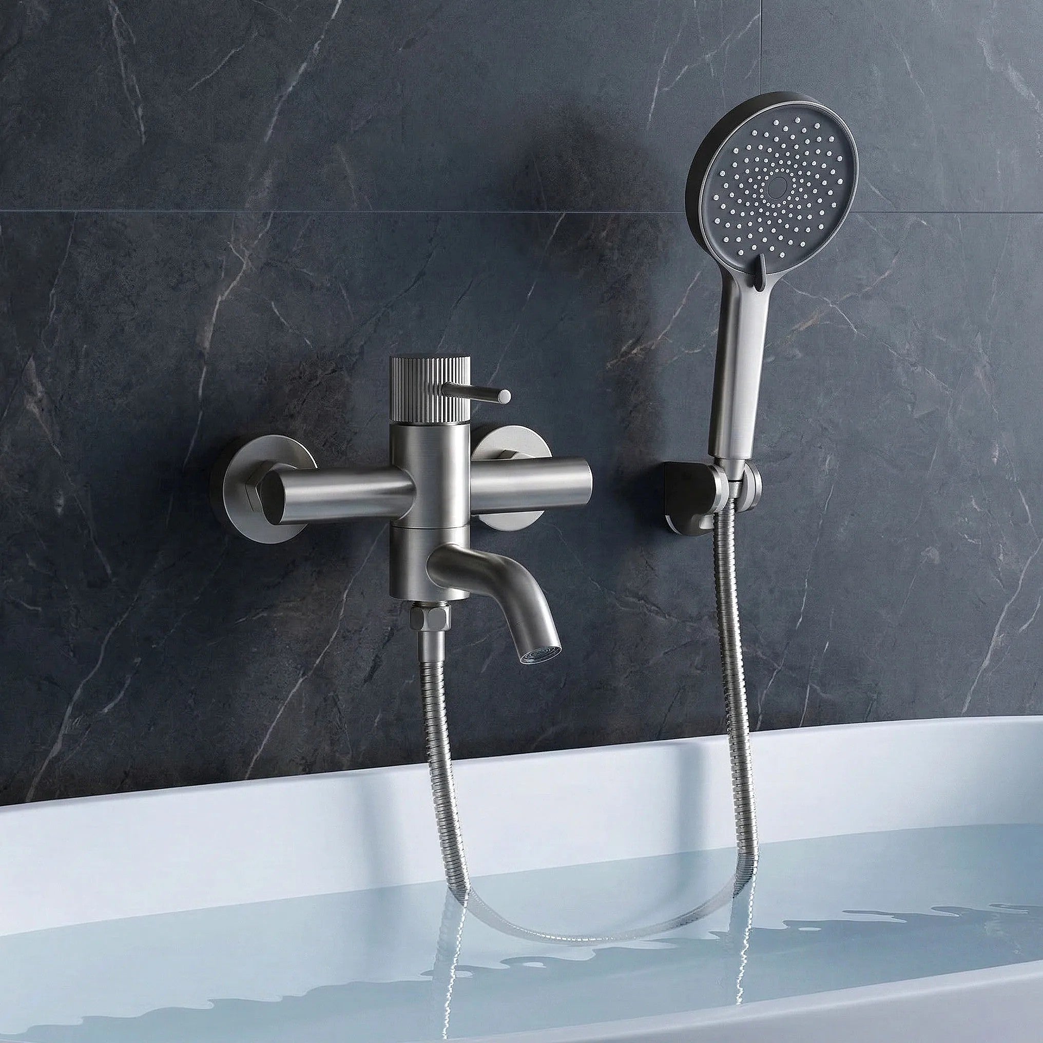 Vanová baterie Rea Lungo Stripe Brush Nickel  9