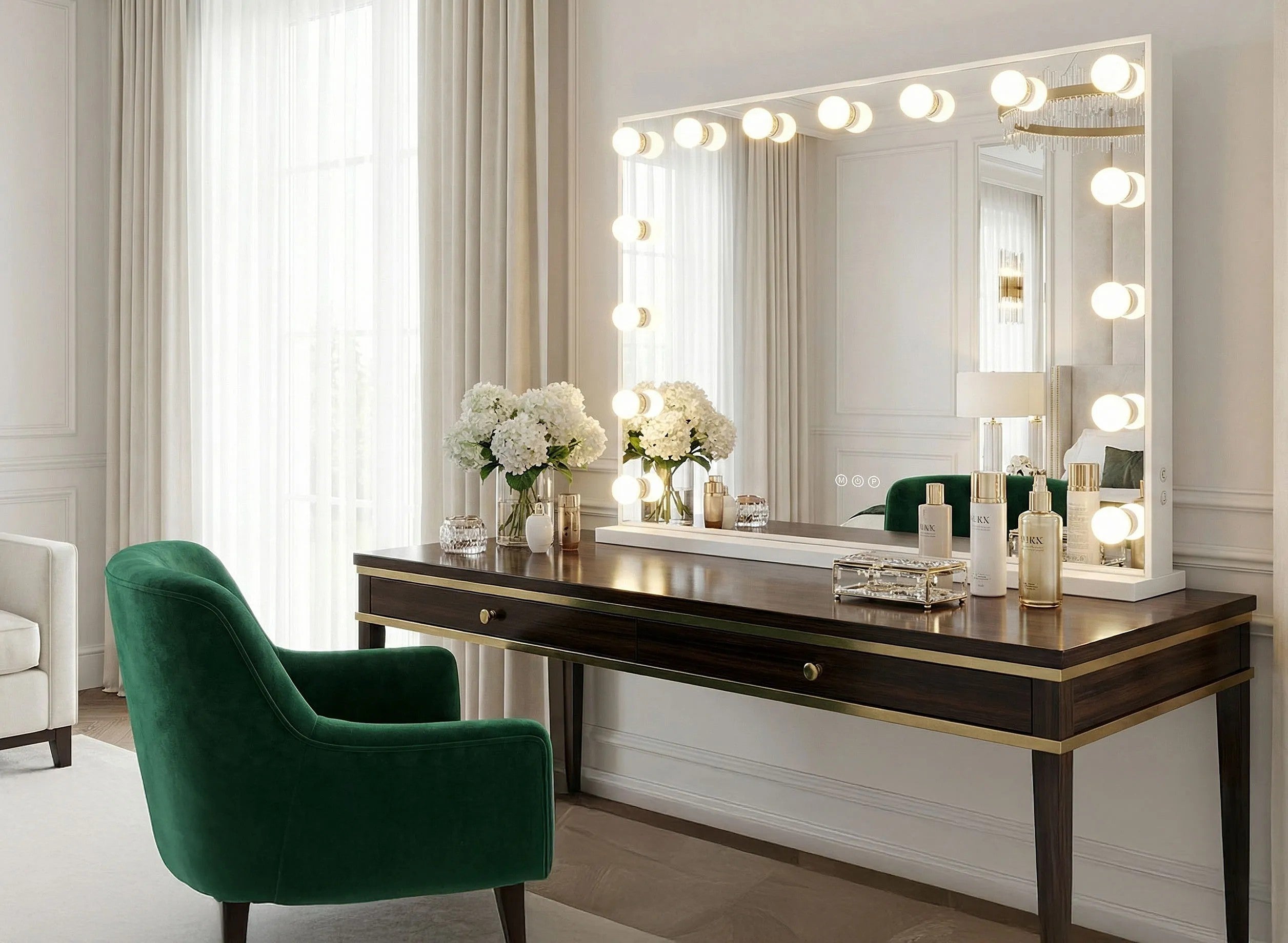 Zrcadlo LED HOLLYWOOD White 80x60  9