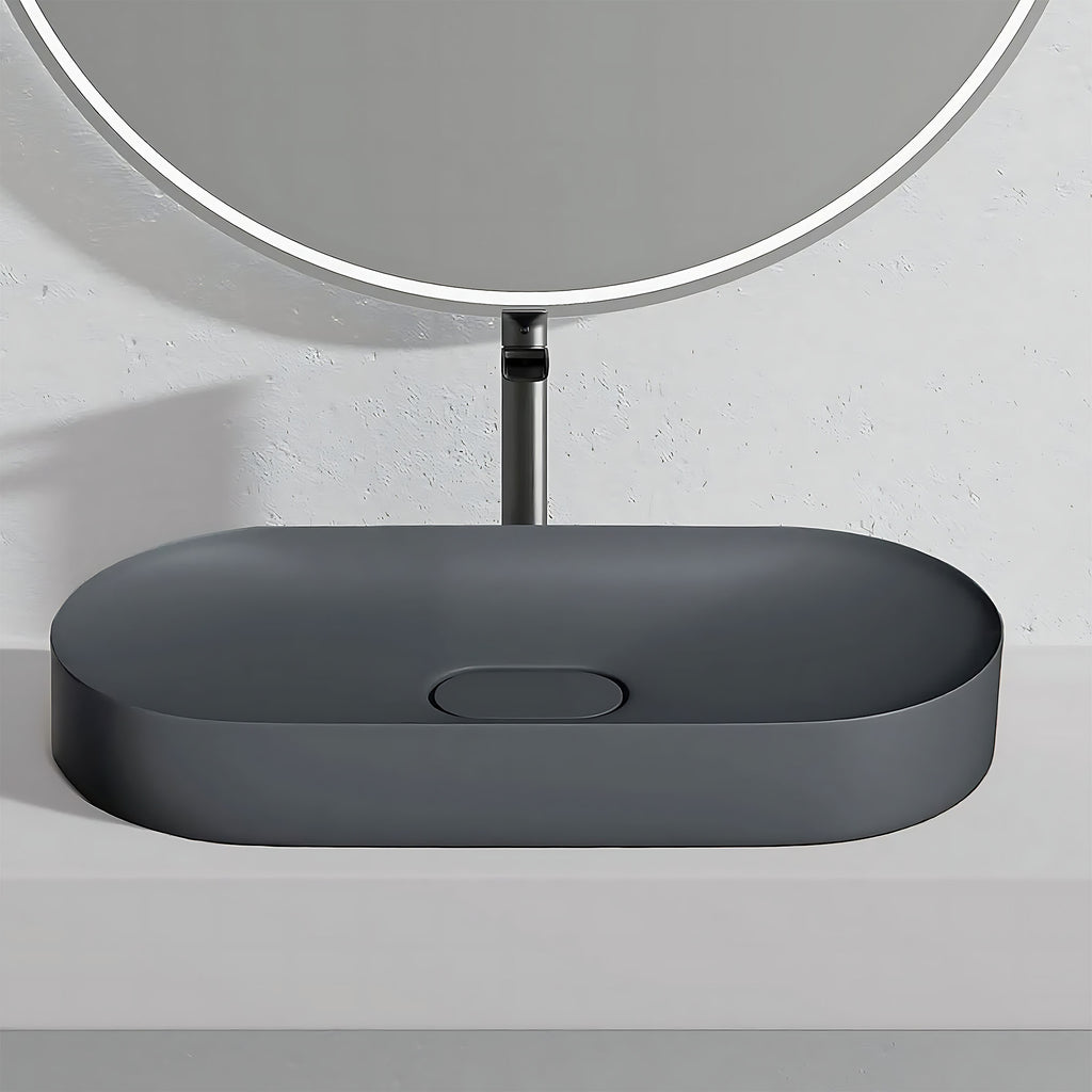 Umyvadlo REA  IRIS 71 CM GREY MATT na desku - konglomerát  1