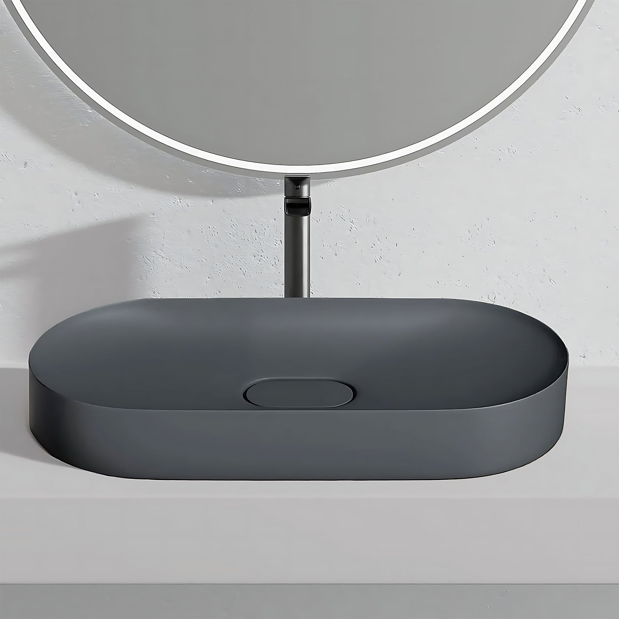 Umyvadlo REA  IRIS 71 CM GREY MATT na desku - konglomerát  1