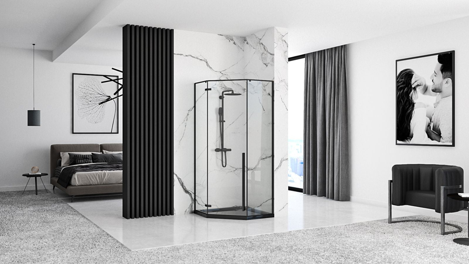 Sprchový kout DIAMOND 80x80 - černá matná Bez sprchové vaničky 9