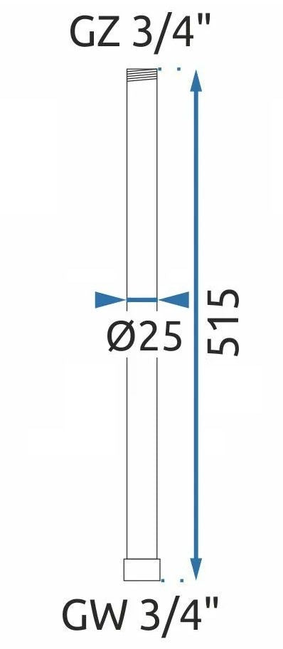 Prodloužení pro vanovou/sprchovou soupravu brush nickel 50cm  7