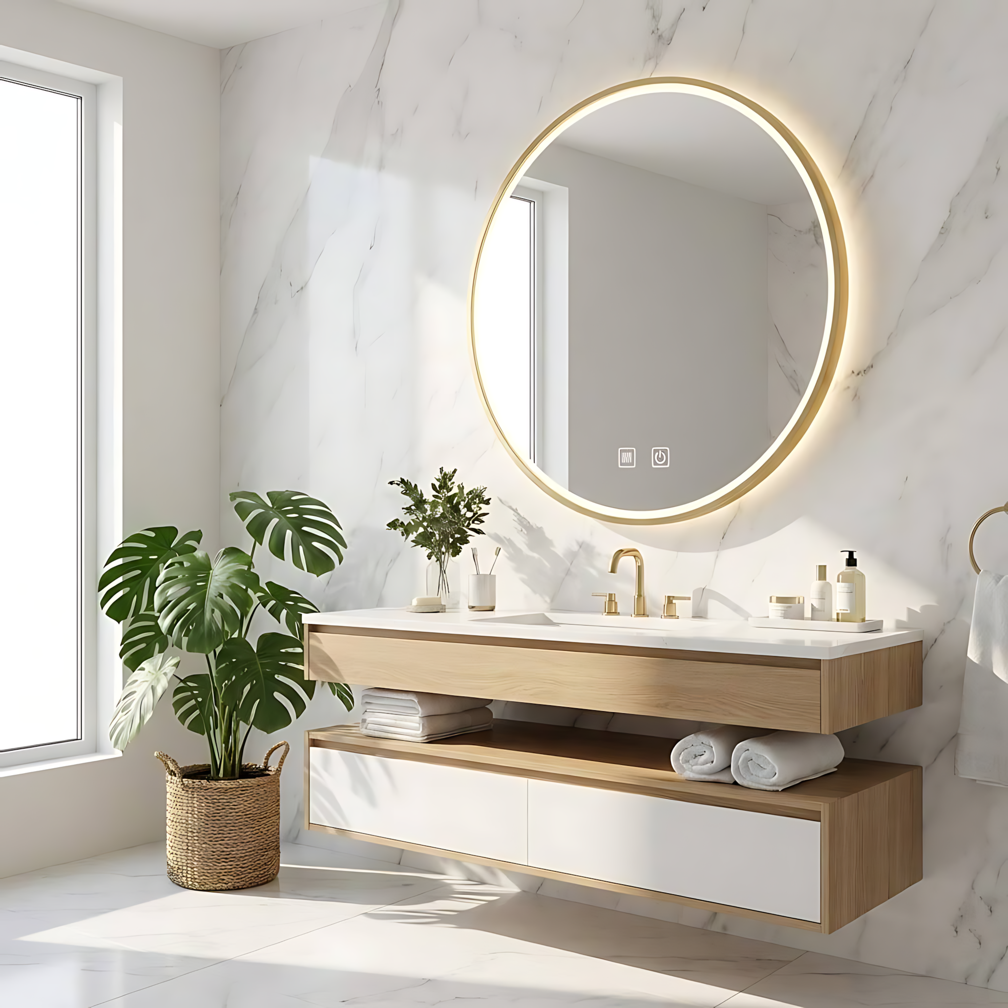 Zrcadlo LED 100cm MMJ BRUSH GOLD  4