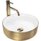 Umyvadlo na desku Rea Sami White Brush Gold  1