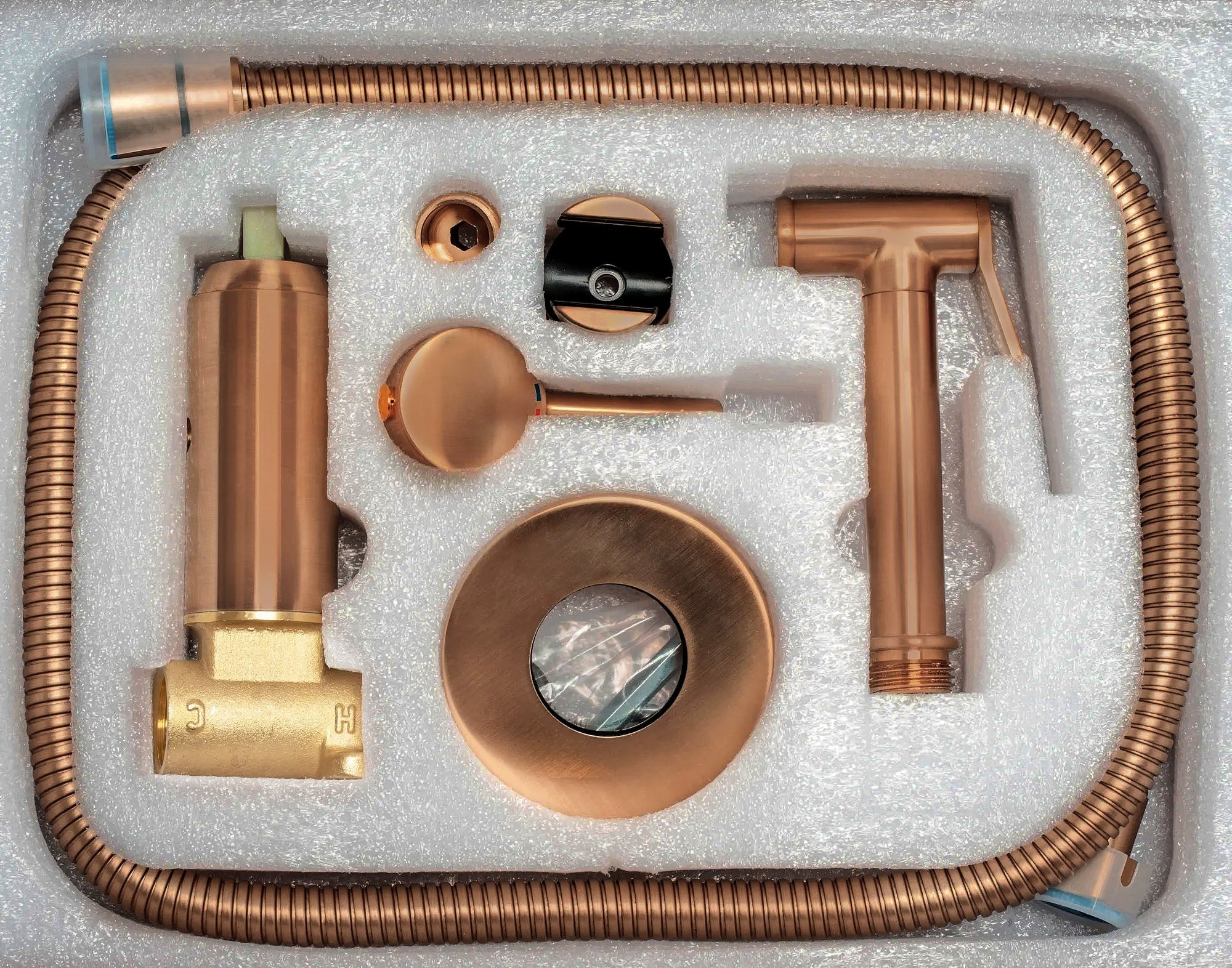 Podomítková bidetová baterie LUNGO LOOP Copper Brush  8